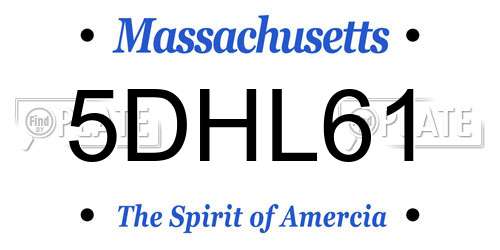 5DHL61 Massachusetts License Plate