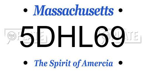 5DHL69 Massachusetts License Plate