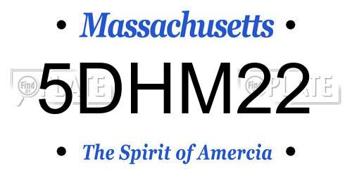 5DHM22 Massachusetts License Plate