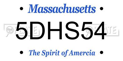 5DHS54 Massachusetts License Plate