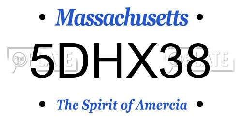5DHX38 Massachusetts License Plate