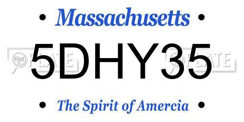 5DHY35 Massachusetts License Plate