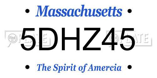 5DHZ45 Massachusetts License Plate