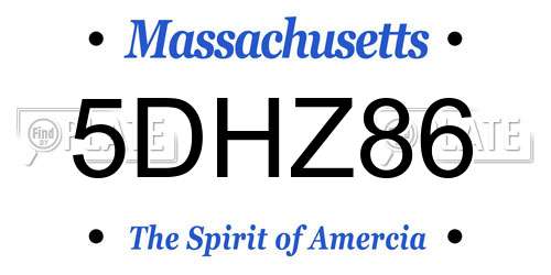 5DHZ86 Massachusetts License Plate