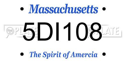 5DI108 Massachusetts License Plate