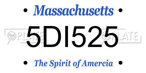 5DI525 Massachusetts License Plate