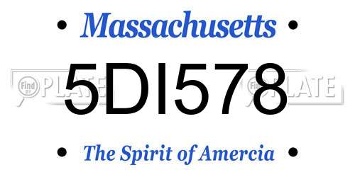 5DI578 Massachusetts License Plate