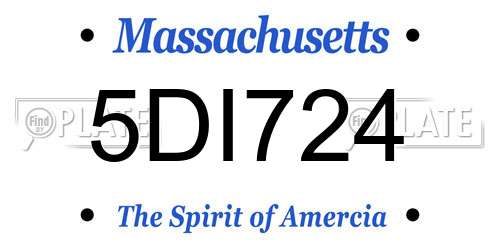 5DI724 Massachusetts License Plate