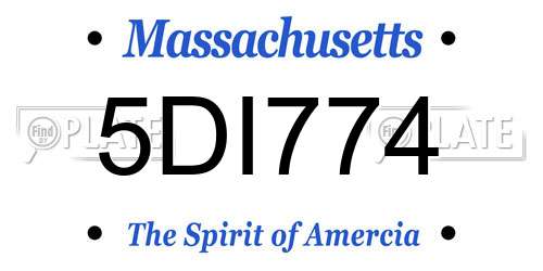 5DI774 Massachusetts License Plate