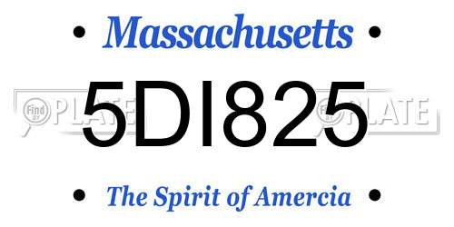 5DI825 Massachusetts License Plate