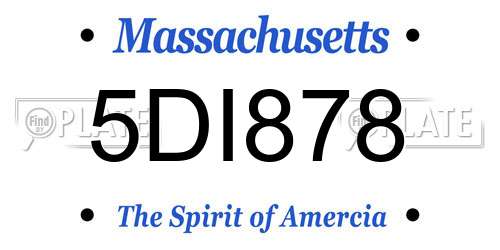 5DI878 Massachusetts License Plate