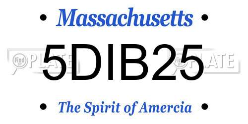 5DIB25 Massachusetts License Plate