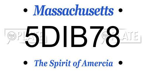5DIB78 Massachusetts License Plate