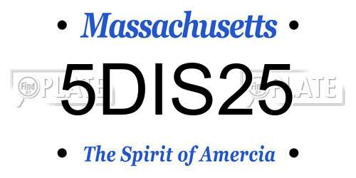 5DIS25 Massachusetts License Plate