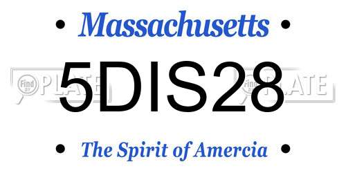 5DIS28 Massachusetts License Plate