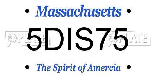 5DIS75 Massachusetts License Plate