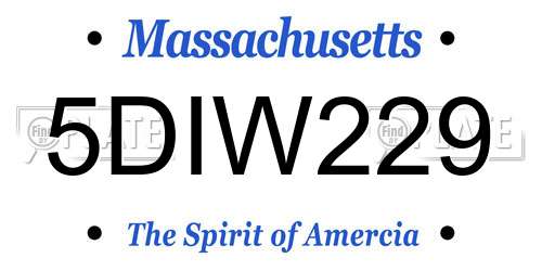 5DIW229 Massachusetts License Plate