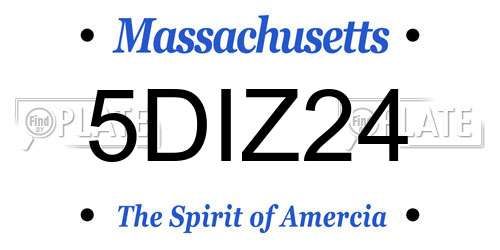 5DIZ24 Massachusetts License Plate
