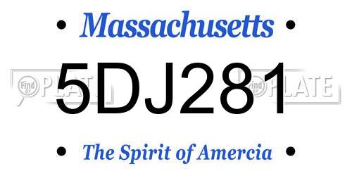 5DJ281 Massachusetts License Plate