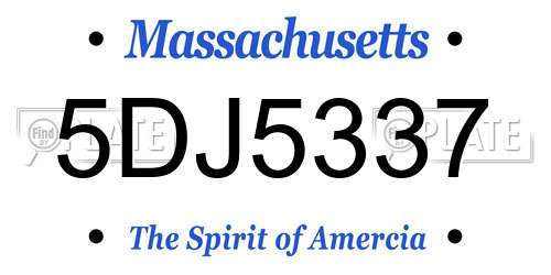 5DJ5337 Massachusetts License Plate