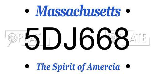 5DJ668 Massachusetts License Plate