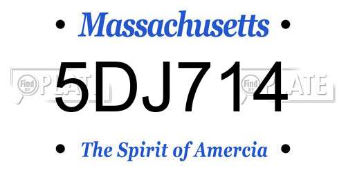 5DJ714 Massachusetts License Plate