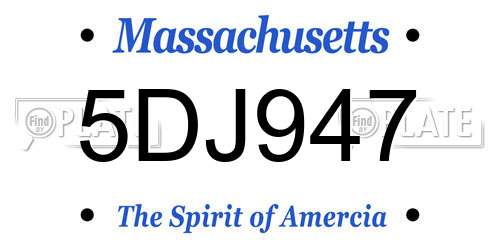 5DJ947 Massachusetts License Plate