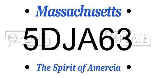 5DJA63 Massachusetts License Plate