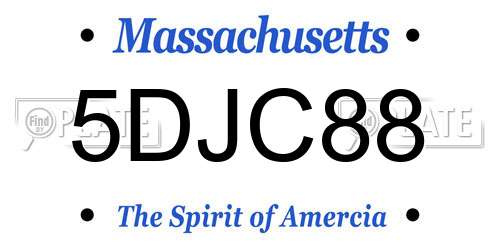 5DJC88 Massachusetts License Plate