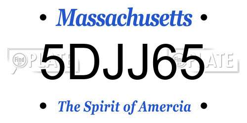 5DJJ65 Massachusetts License Plate
