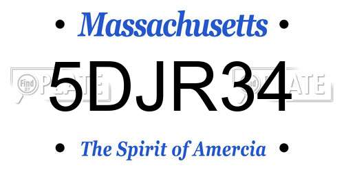 5DJR34 Massachusetts License Plate