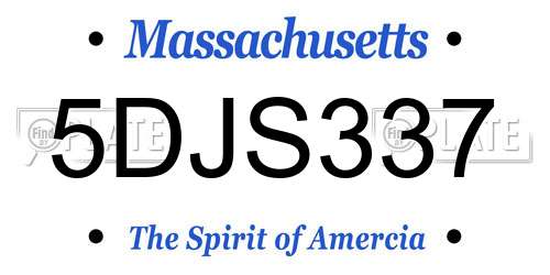 5DJS337 Massachusetts License Plate