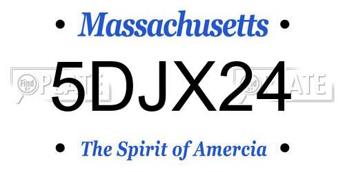 5DJX24 Massachusetts License Plate