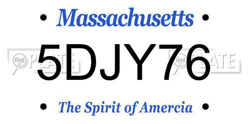 5DJY76 Massachusetts License Plate