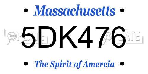5DK476 Massachusetts License Plate