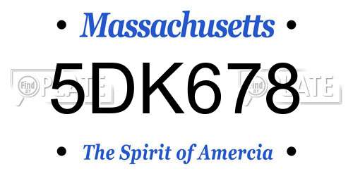 5DK678 Massachusetts License Plate