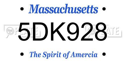 5DK928 Massachusetts License Plate