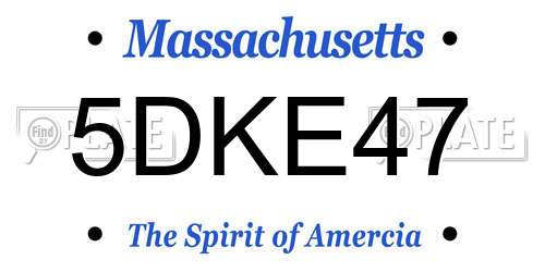 5DKE47 Massachusetts License Plate