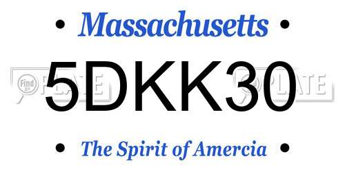 5DKK30 Massachusetts License Plate