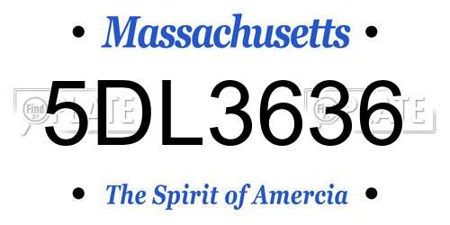 5DL3636 Massachusetts License Plate