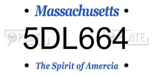 5DL664 Massachusetts License Plate
