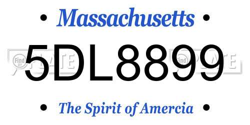 5DL8899 Massachusetts License Plate