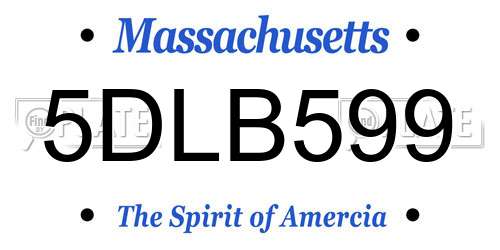 5DLB599 Massachusetts License Plate