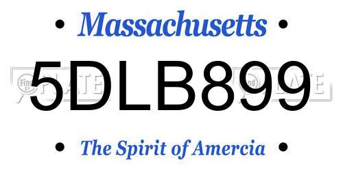 5DLB899 Massachusetts License Plate