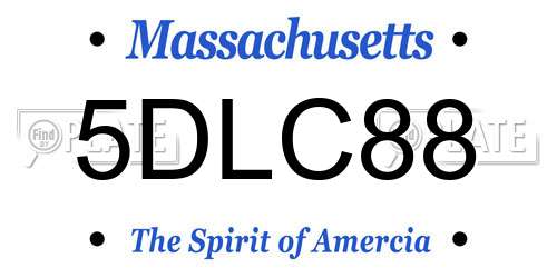 5DLC88 Massachusetts License Plate