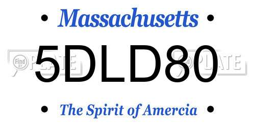 5DLD80 Massachusetts License Plate