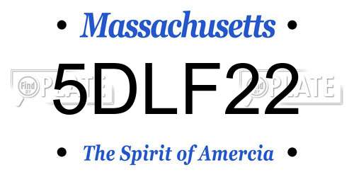 5DLF22 Massachusetts License Plate