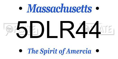 5DLR44 Massachusetts License Plate