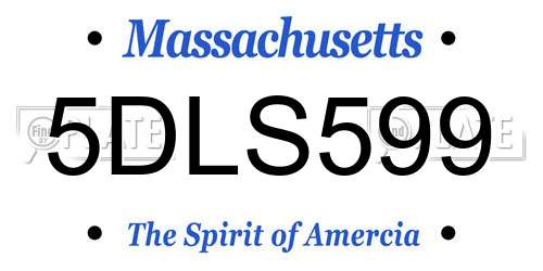 5DLS599 Massachusetts License Plate