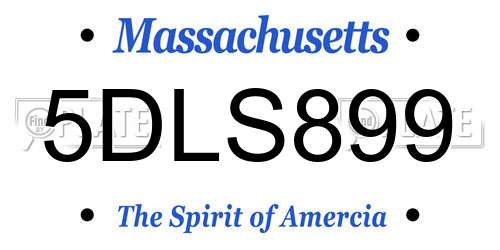 5DLS899 Massachusetts License Plate